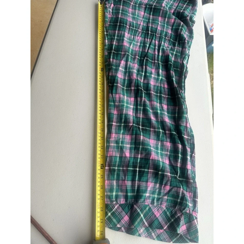 Victoria's Secret Green & Pink Plaid Pajama Set Size XL LONG Women's